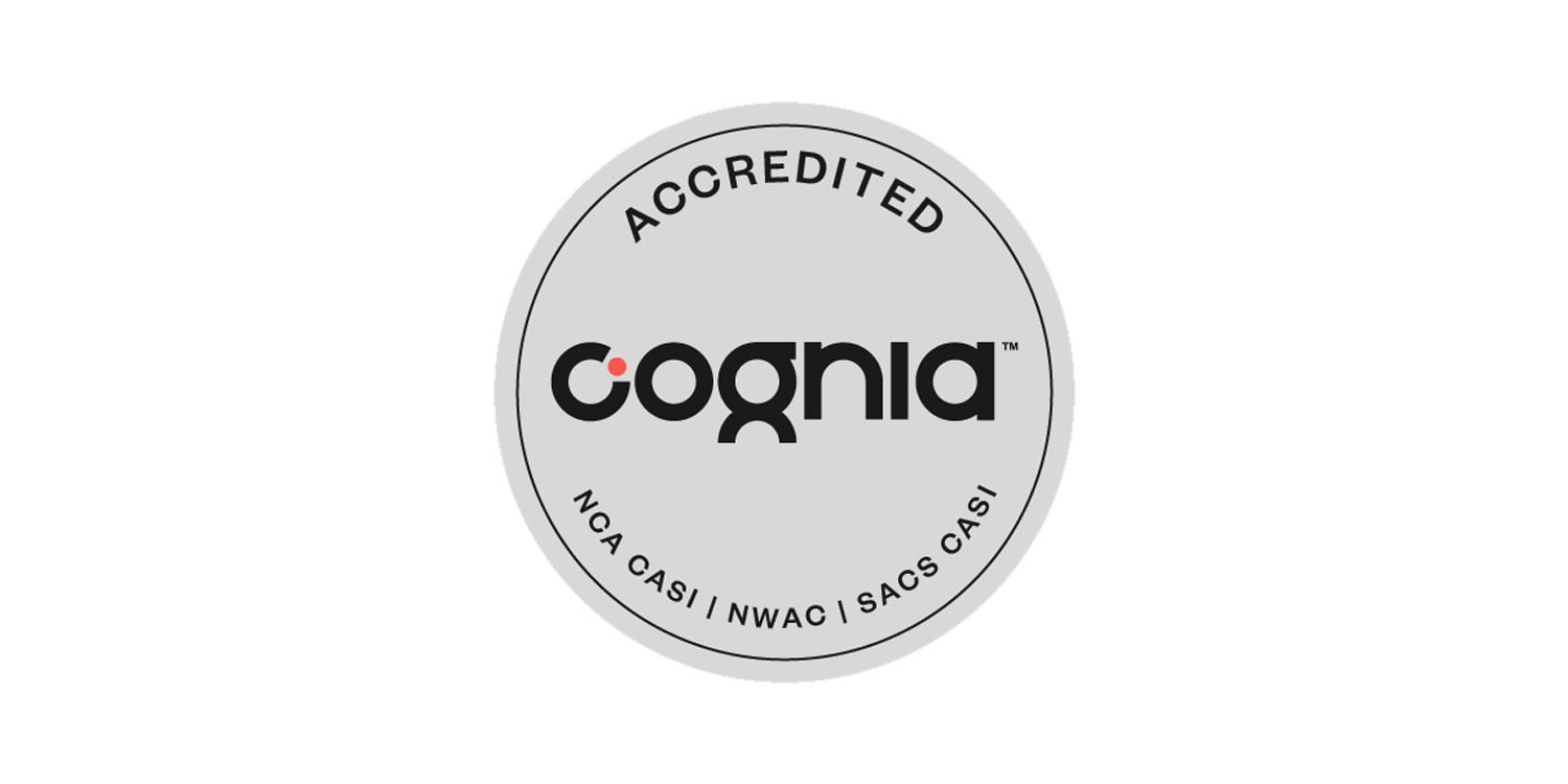 Cognia Accredited logo with accreditation bodies listed.